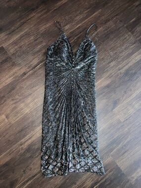 Samir vintage women’s Sparkle multicolor Pleated dress size small